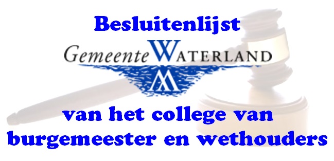 Besluitenlijst college B&amp;W van Waterland week 23