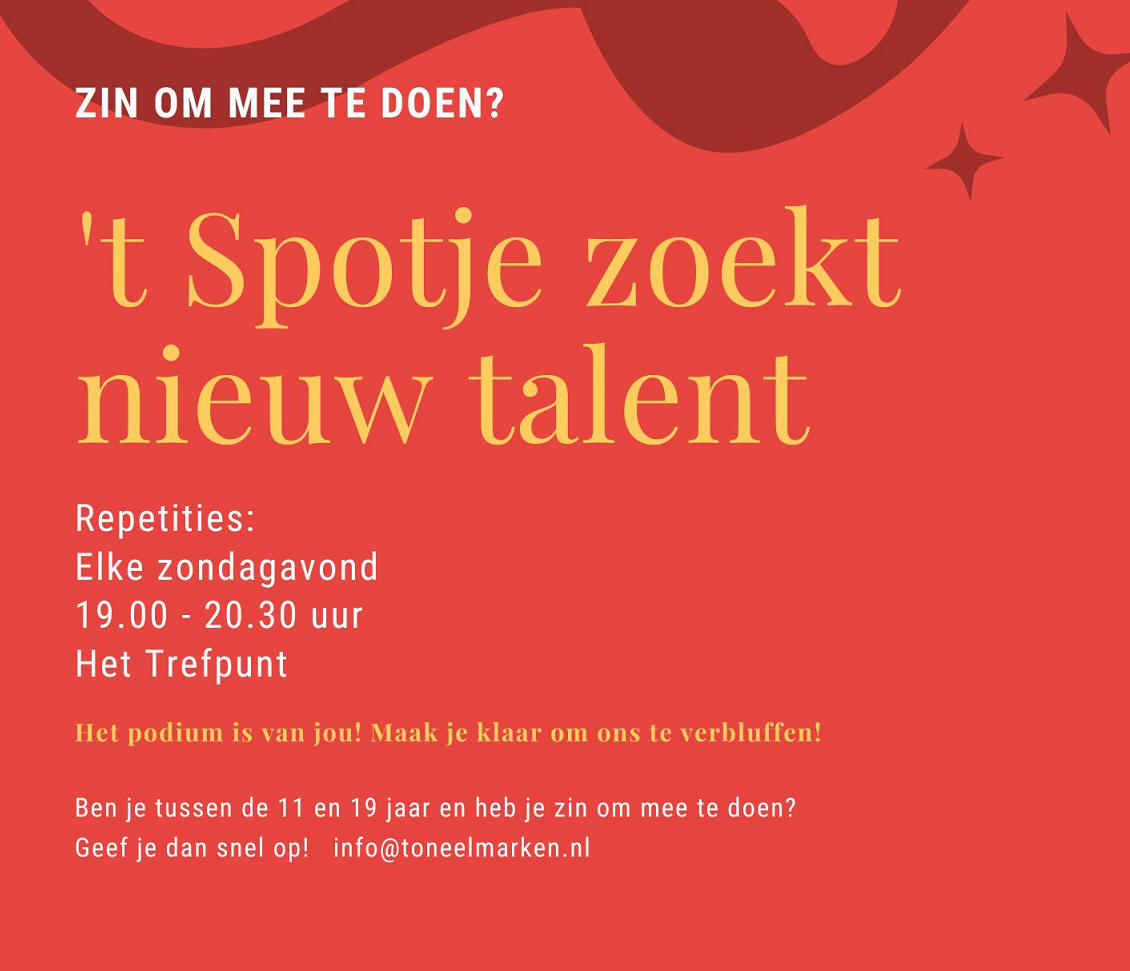 Toneelvereniging 't Spotje zoekt nieuw talent