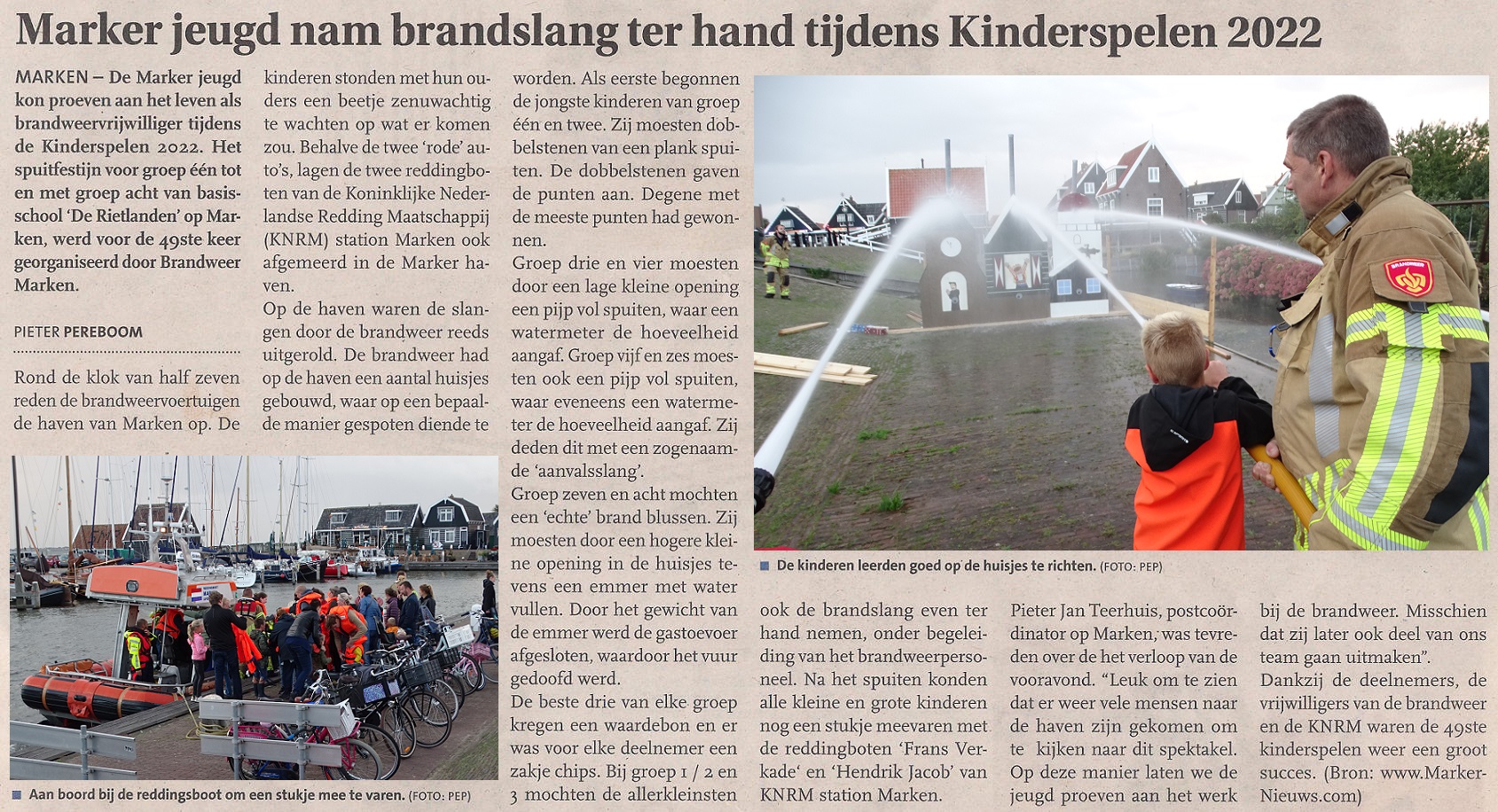 Marker jeugd nam brandslang ter hand