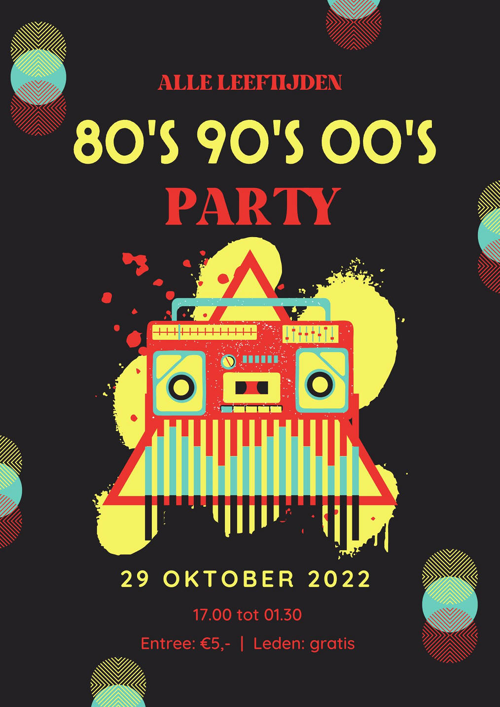 Zaterdag 29 oktober: '80's 90's 00's Party' in de Zonnewijzer