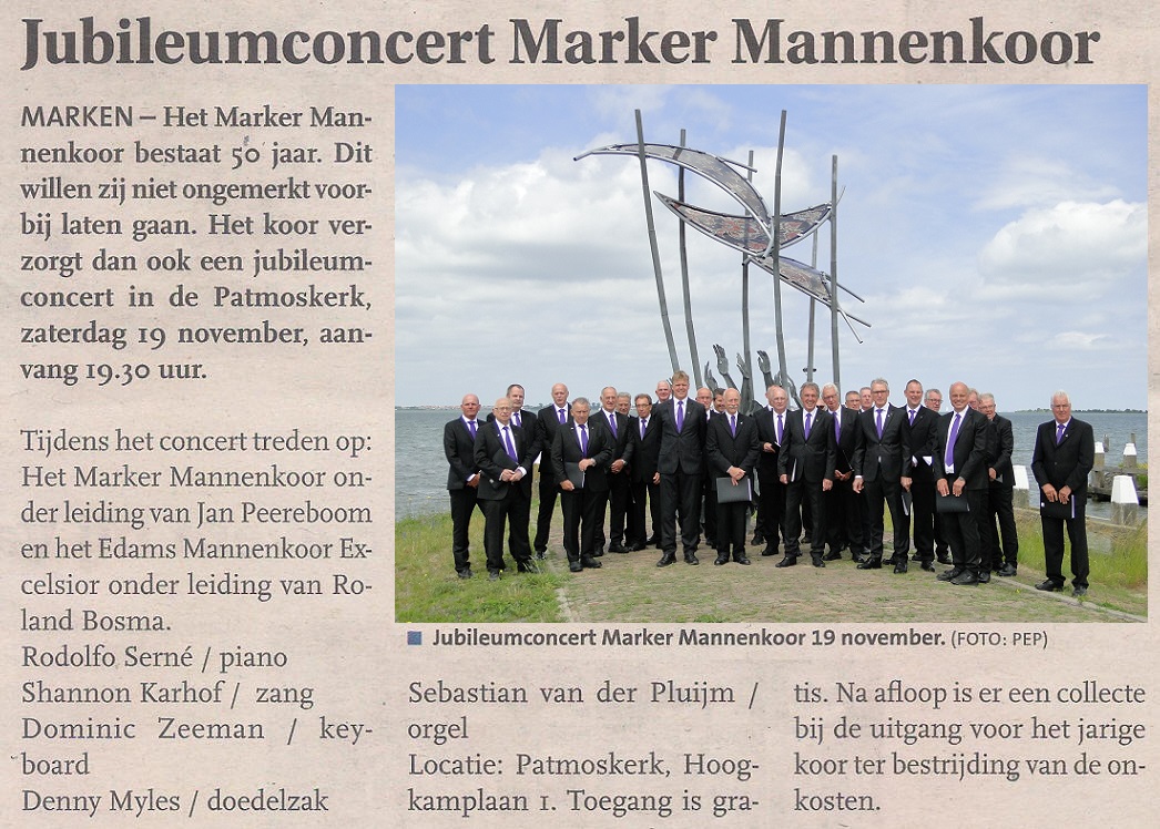 Jubileumconcert Marker Mannenkoor