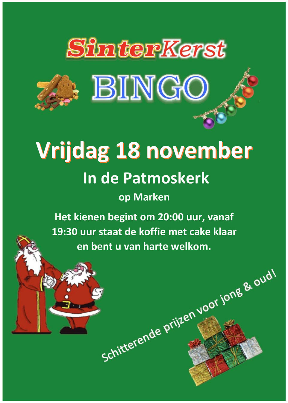 Vrijdag 18 november SinterKerst Bingo in de Patmoskerk