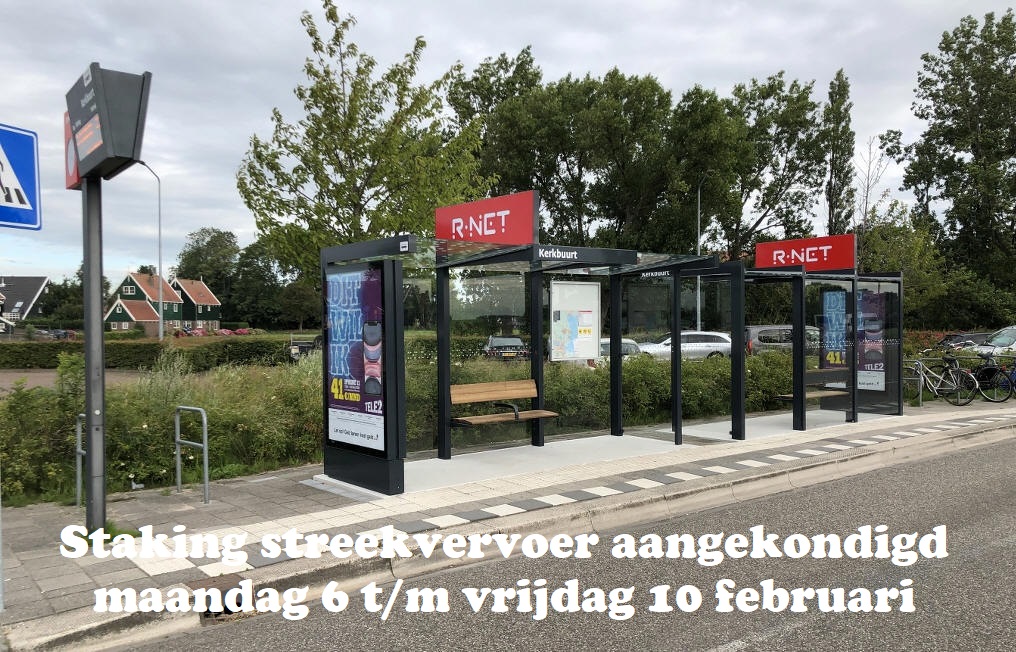 Staking streekvervoer aangekondigd maandag 6 t/m vrijdag 10 februari