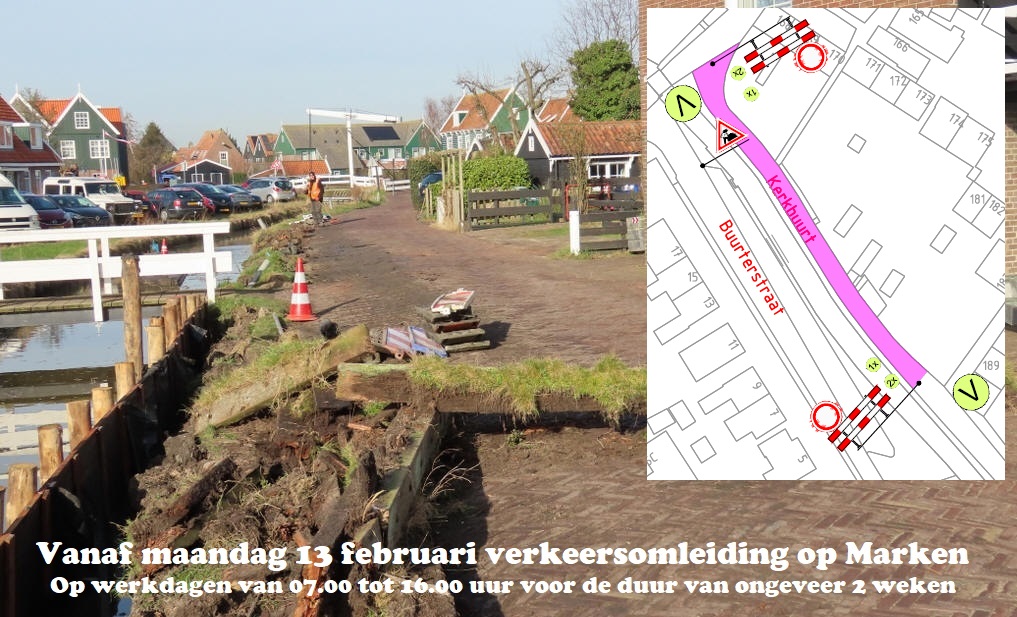 Vanaf maandag 13 februari verkeersomleiding op Marken