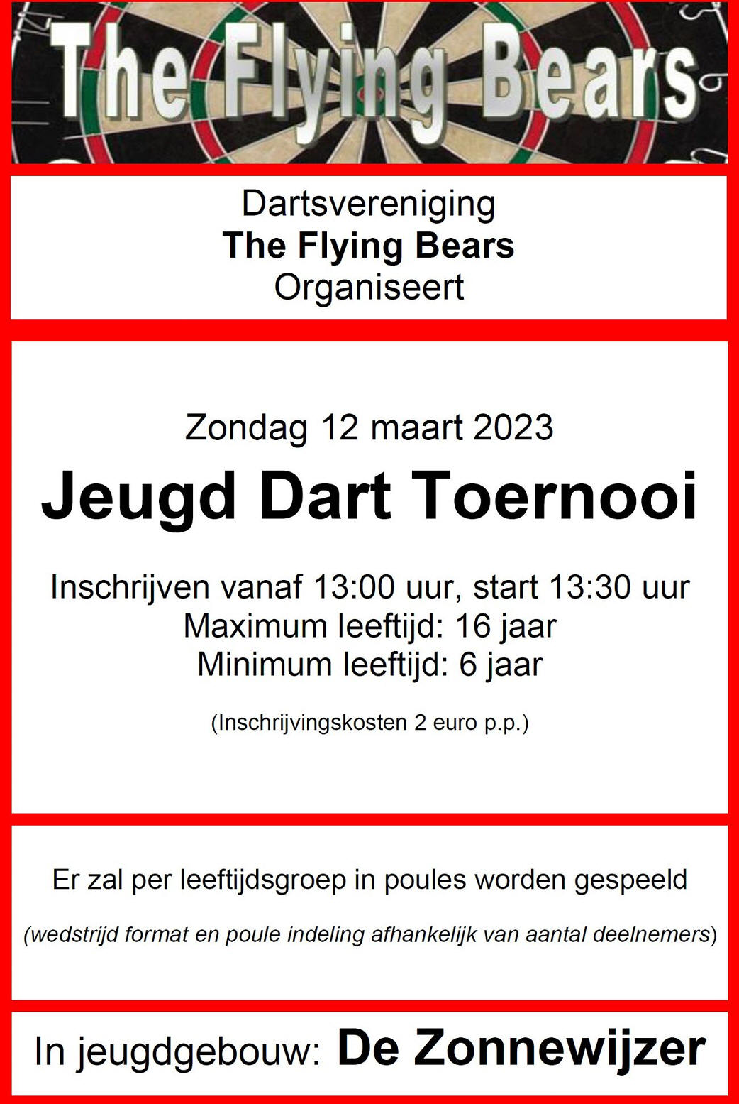 Zondag 12 maart 2023: Jeugd Dart Toernooi