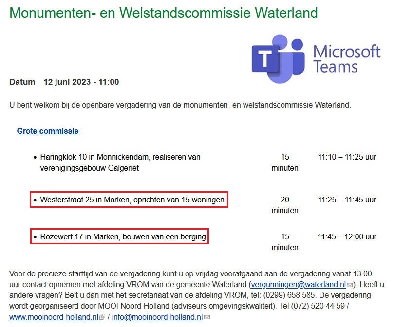 Vergadering monumenten en welstandscommissie