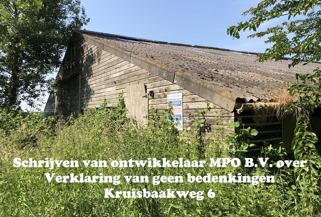 Schrijven van ontwikkelaar MPO B.V. over vvgb Kruisbaakweg 6