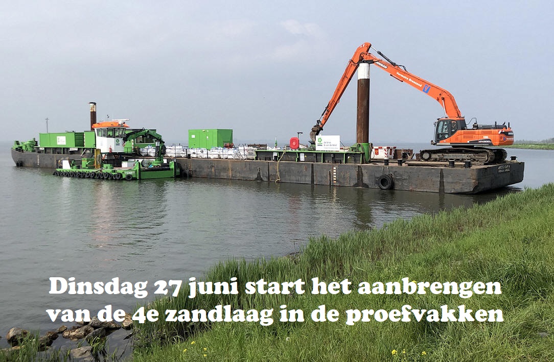 Dinsdag 27 juni start het aanbrengen van de 4e zandlaag in de proefvakken