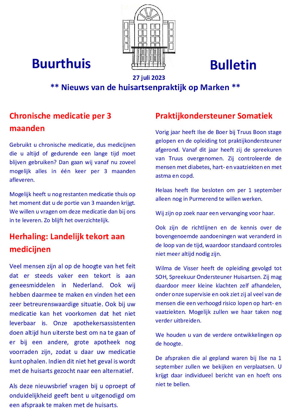 Buurthuis Bulletin juli 2023