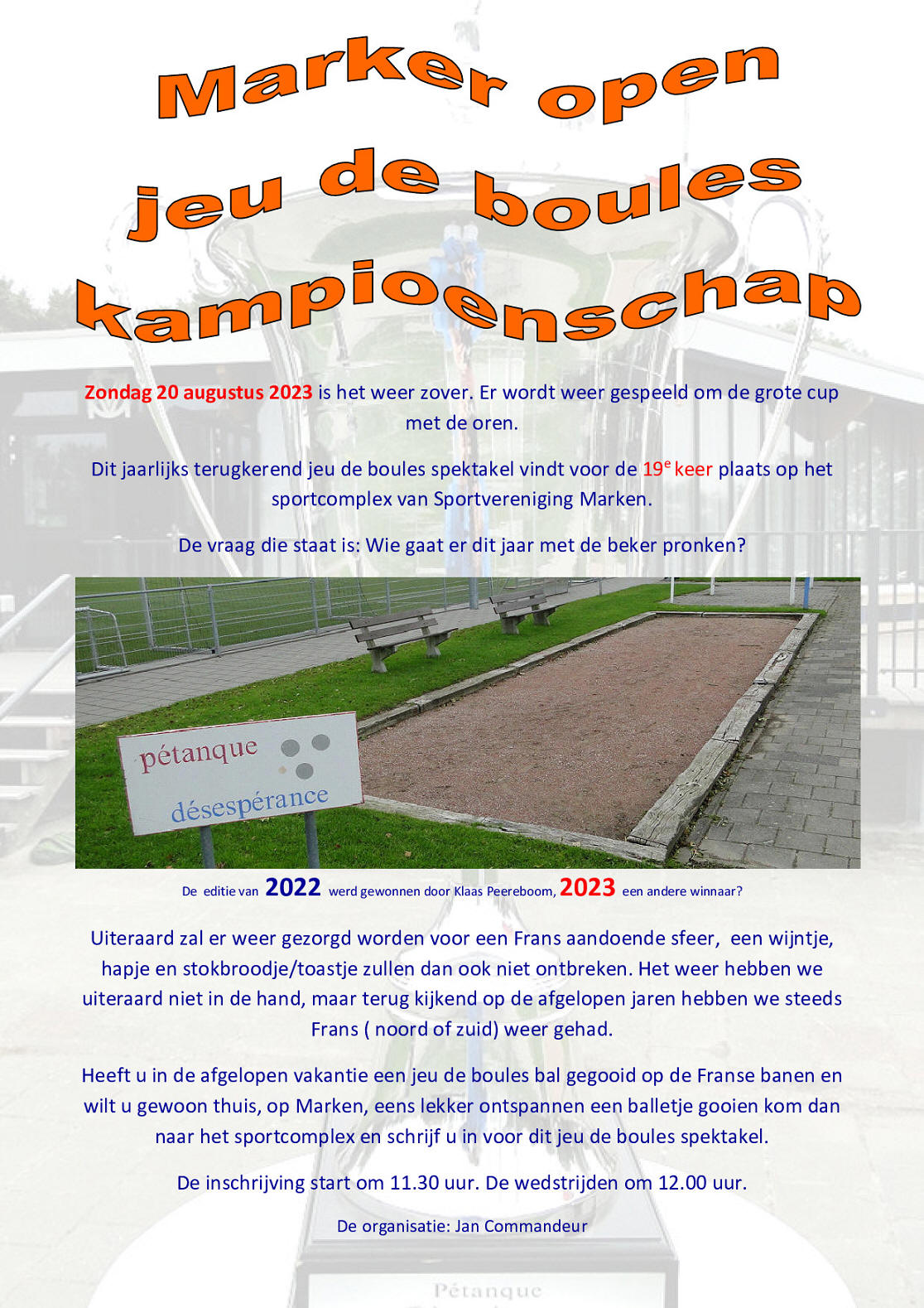 Marker Open Jeu de Boules kampioenschap 2023