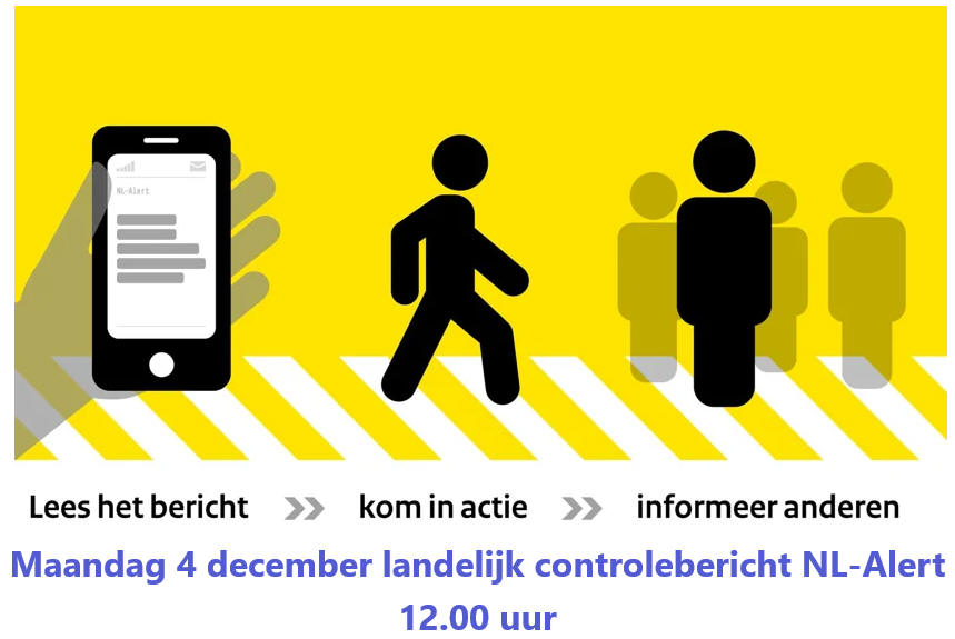 Maandag 4 december landelijk controlebericht NL-Alert