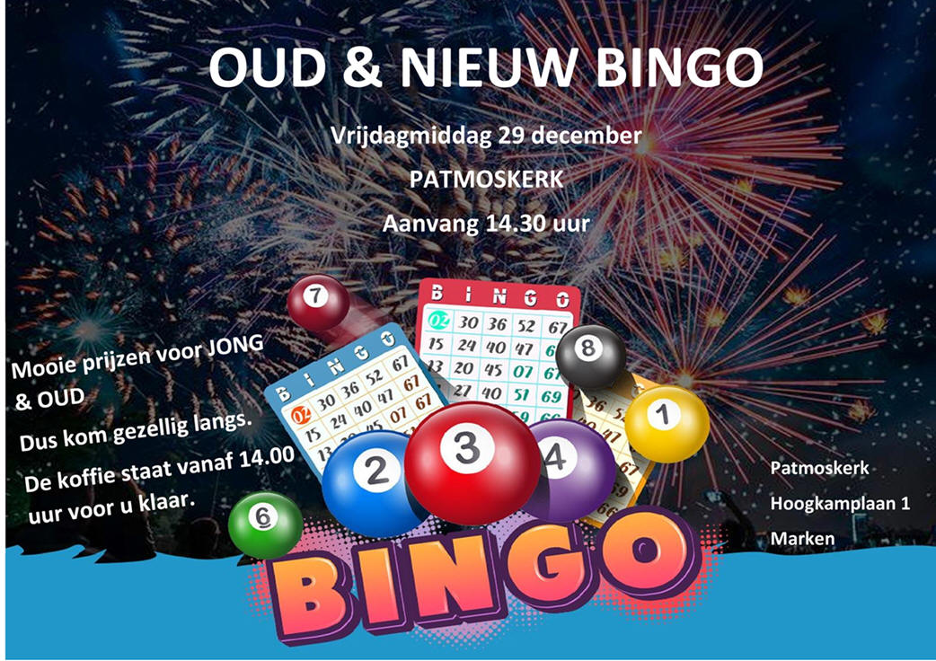 Vrijdagmiddag 29 december 'Oud &amp; Nieuw Bingo' in de Patmoskerk