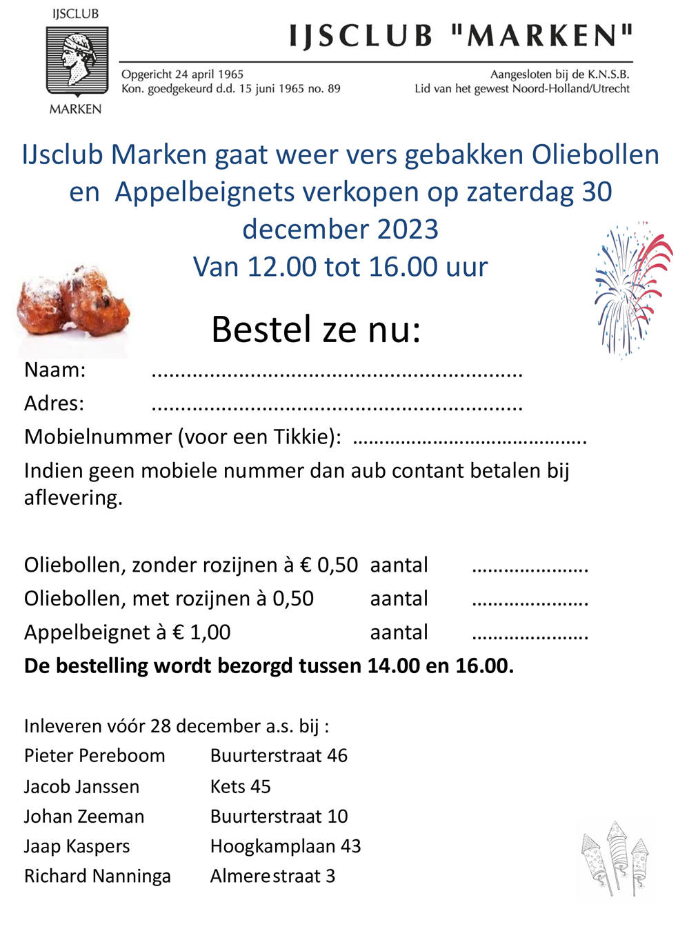 IJsclub Marken gaat Oliebollen &amp; Appelbeignets verkopen