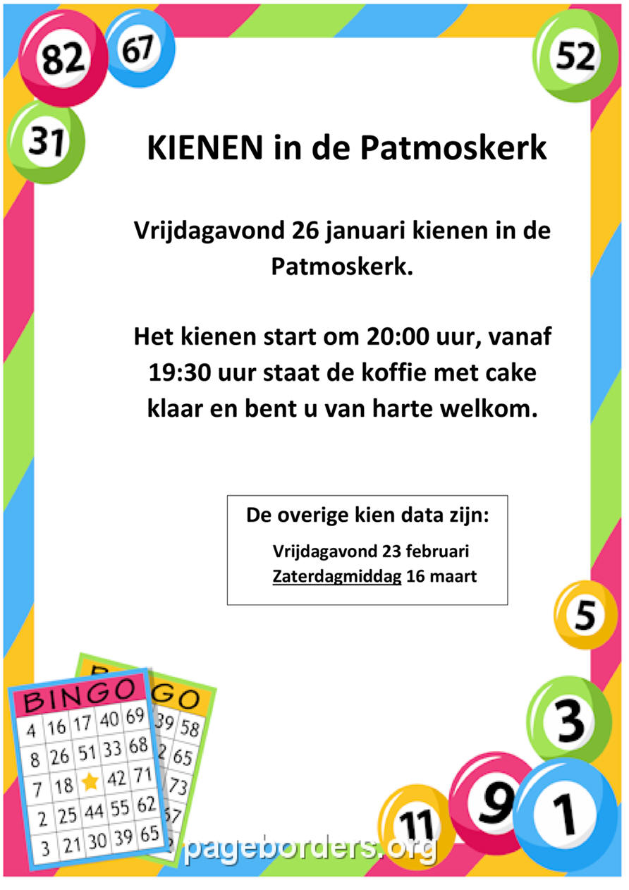 Vrijdag 26 januari kienen in de Patmoskerk