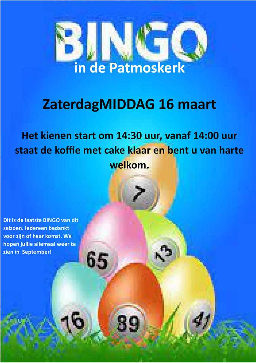 Zaterdagmiddag 16 maart kienen in de Patmoskerk