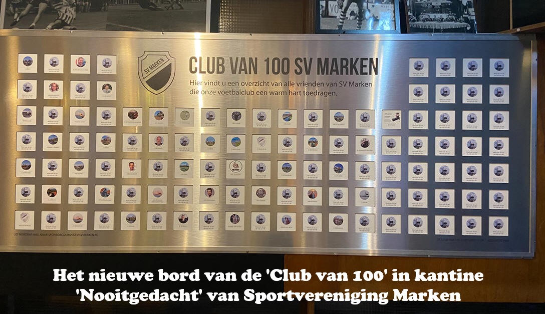 Nieuw bord “Club van 100”