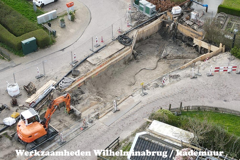 Werkzaamheden Wilhelminabrug vanuit de lucht