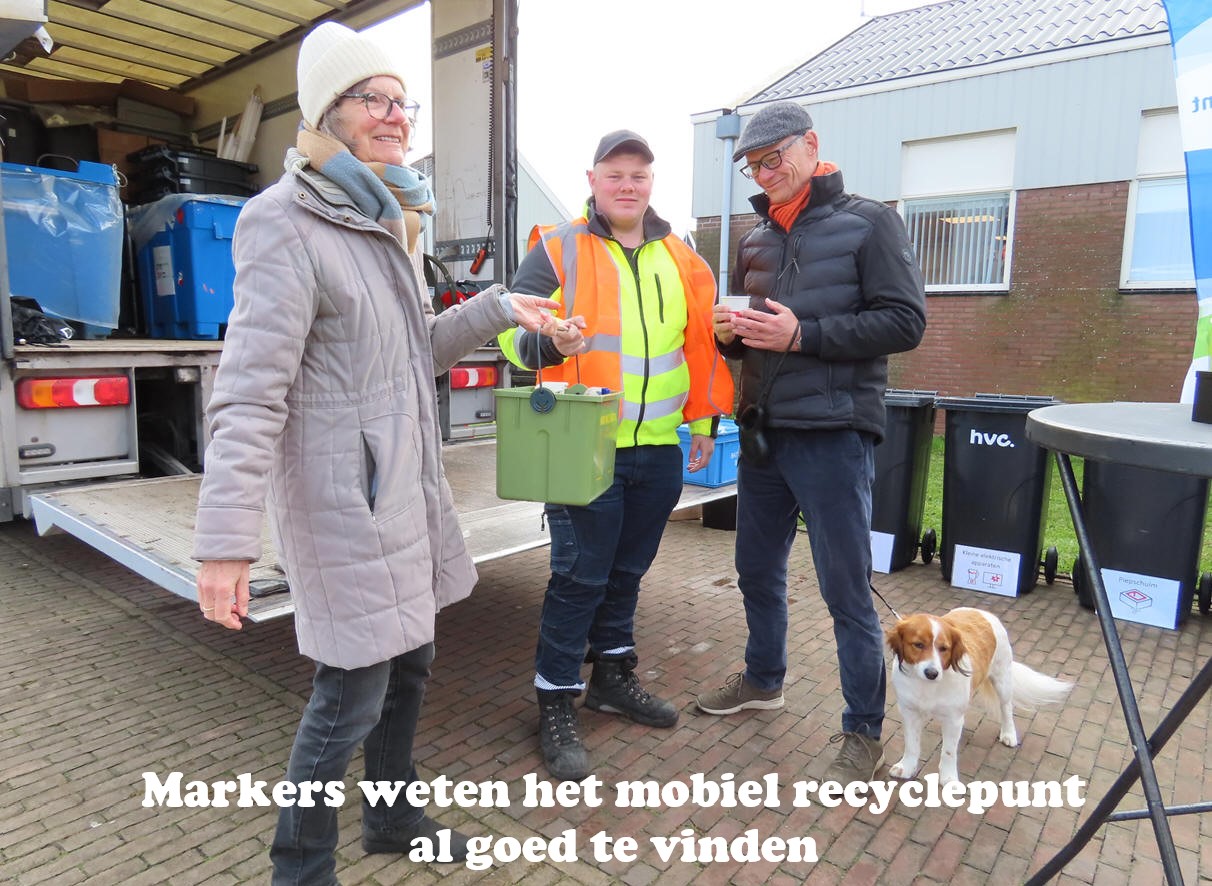 Markers weten het mobiel recyclepunt al goed te vinden