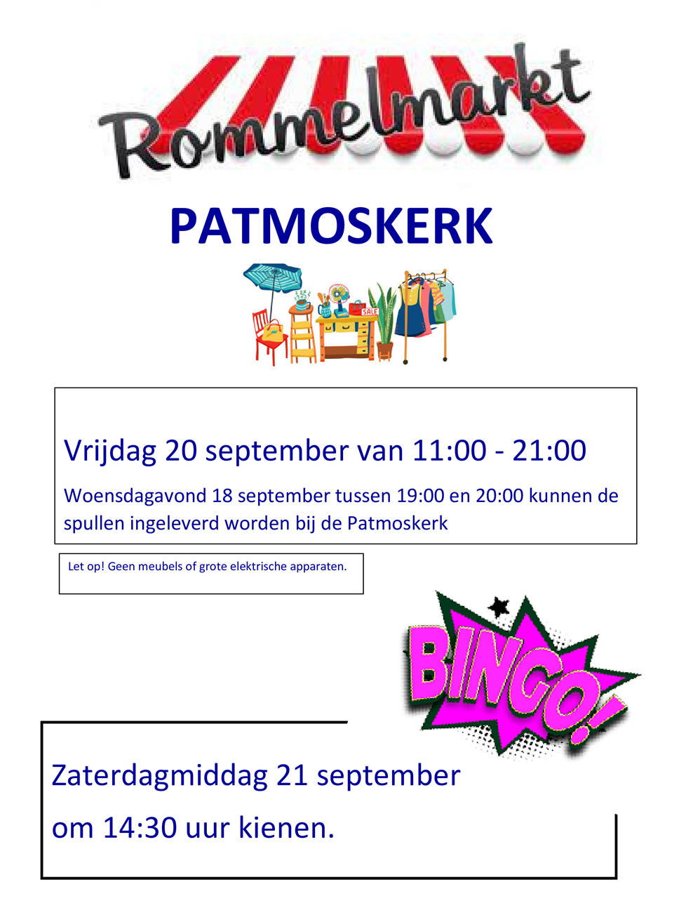 Vrijdag 20 september 2024: Rommelmarkt in de Patmoskerk