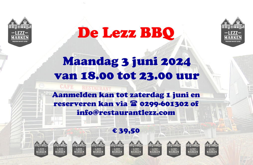 Maandag 3 juni: 'De Lezz BBQ'