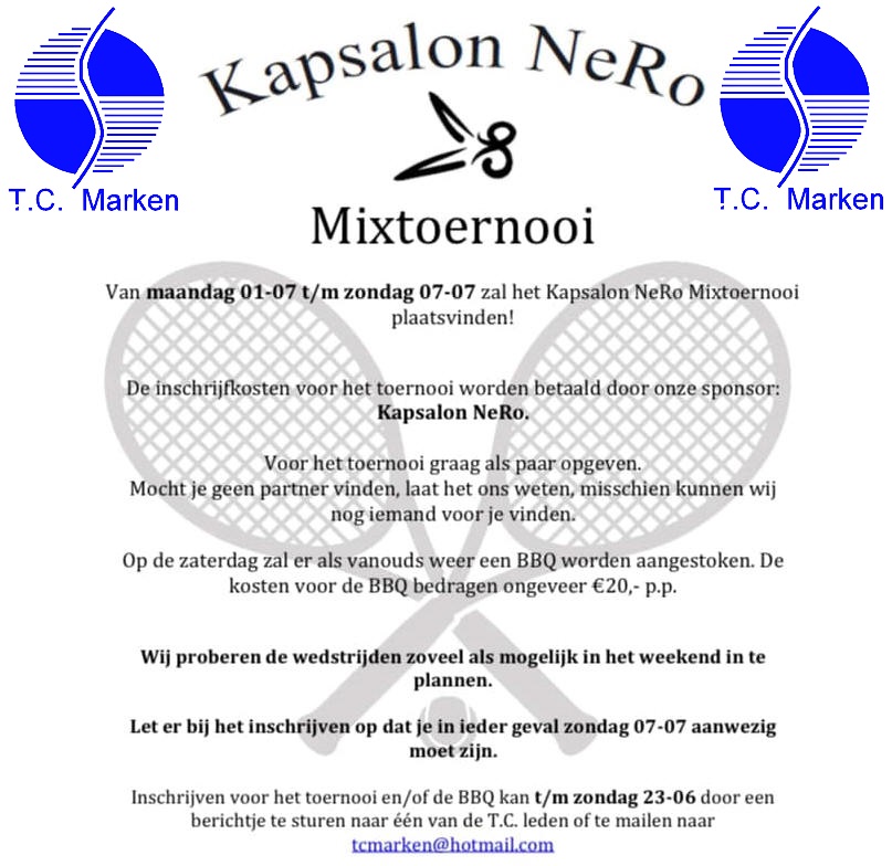 Kapsalon NeRo Mixtoernooi bij Tennis Club Marken