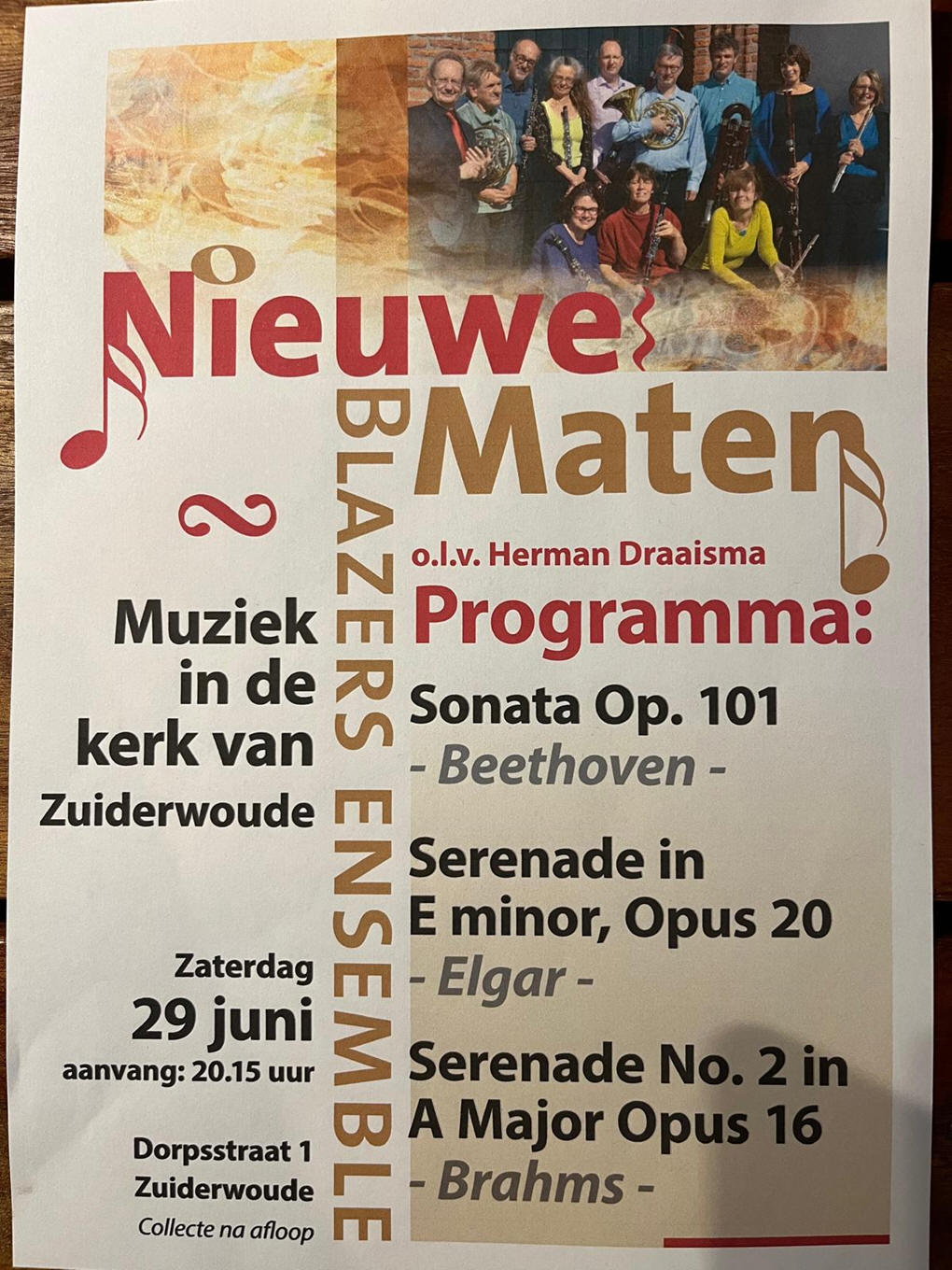 Zaterdag 29 juni Blazers Ensemble in Kerk van Zuiderwoude