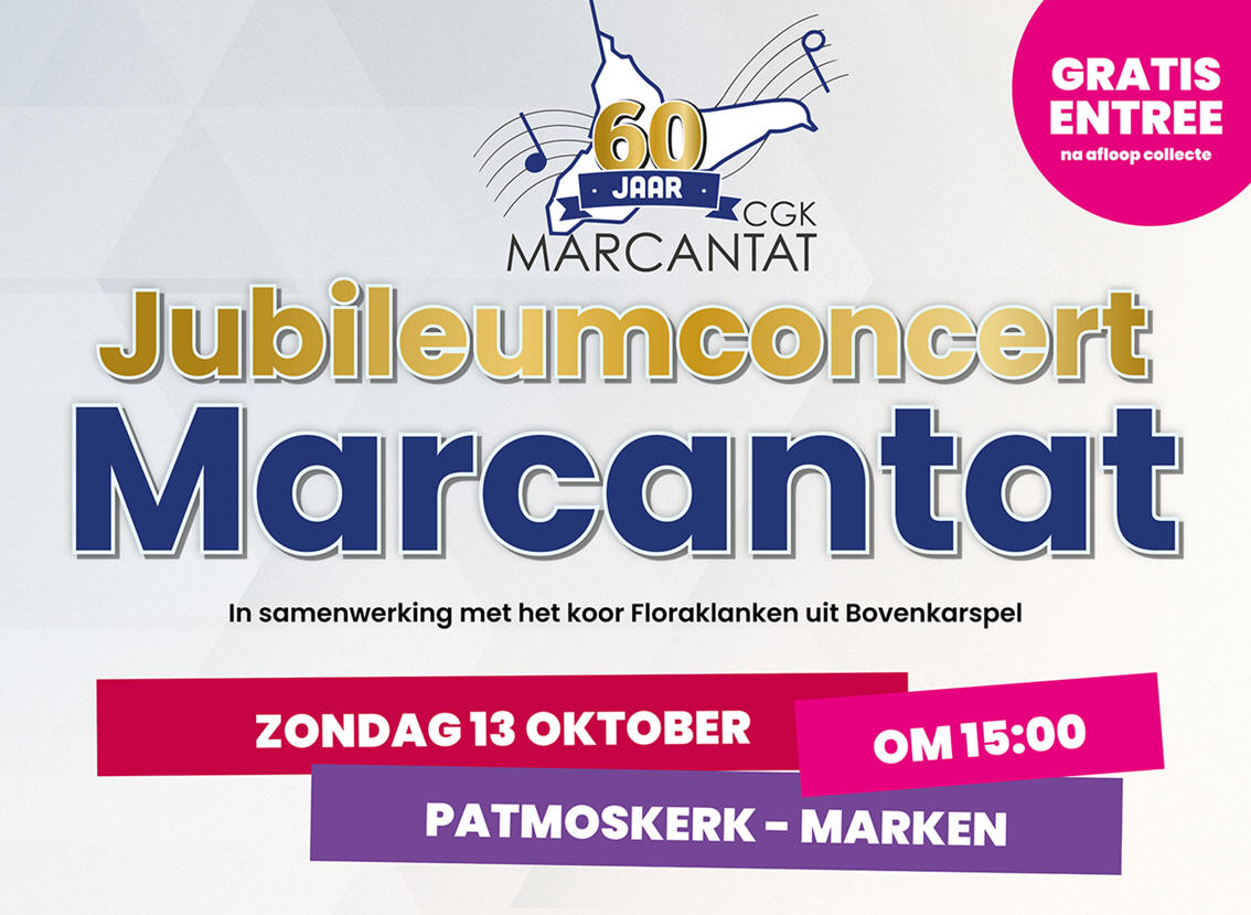 Zondag 13 oktober: Jubileumconcert 'Marcantat'