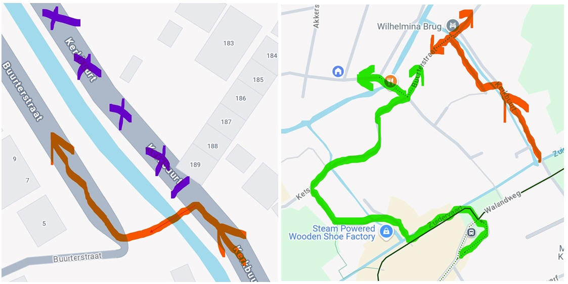 Verkeerssituatie Zereiderpad van Walandweg richting Kerkbuurt vice versa