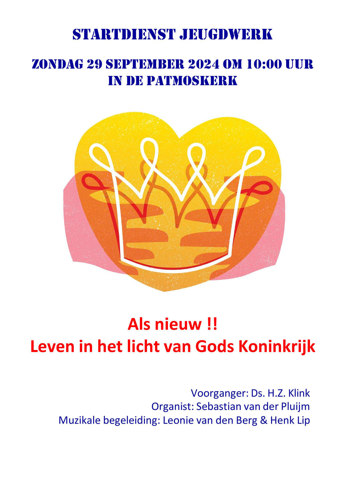 Zondag 29 september: Startdienst Jeugdwerk in de Patmoskerk