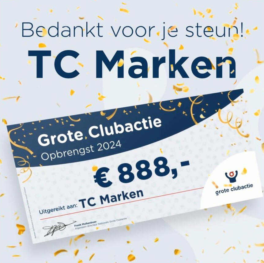 Tennis Club Marken haalt € 888,00 op met de Grote Clubactie