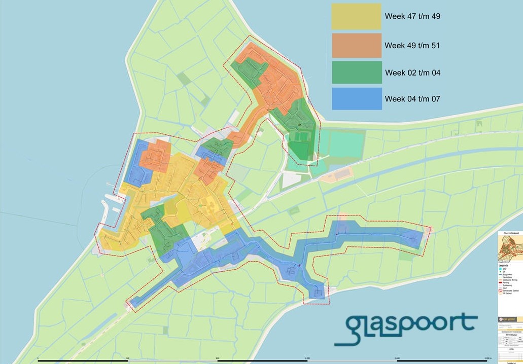 Globale planning van de glasvezel aanleg