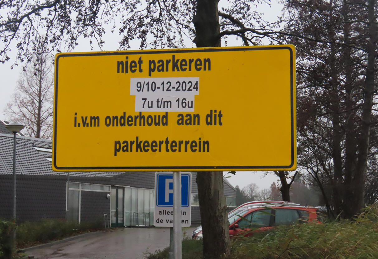 Maandag 9 &amp; dinsdag 10 december parkeerverbod nabij Het Trefpunt