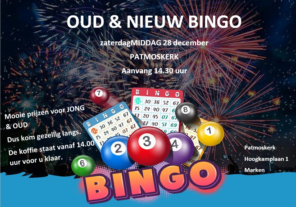 28 december oud en nieuw bingo in de Patmoskerk