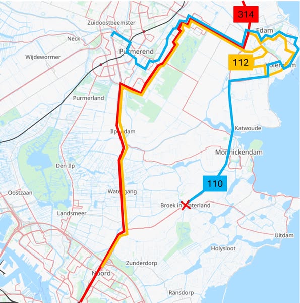 Komend weekend rijden bussen niet via N247 naar Amsterdam en terug