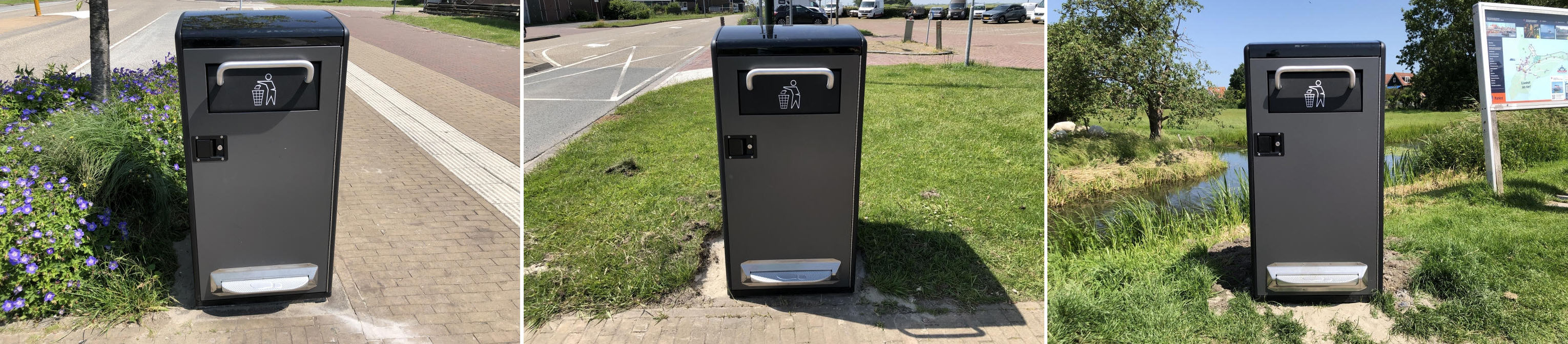 Ook op de parkeerplaats zijn BigBilly's geplaatst.